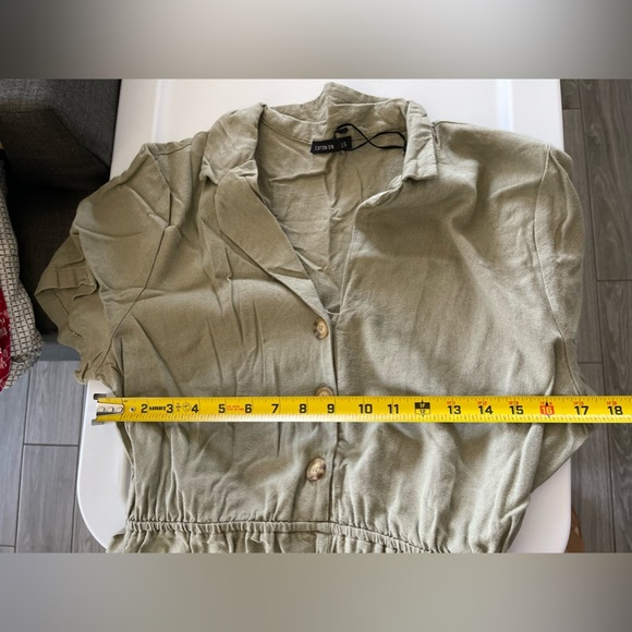 Cotton On| Olive Cargo Linen Romper, Short Sleeve, Size Large••• - Picture 13 of 13